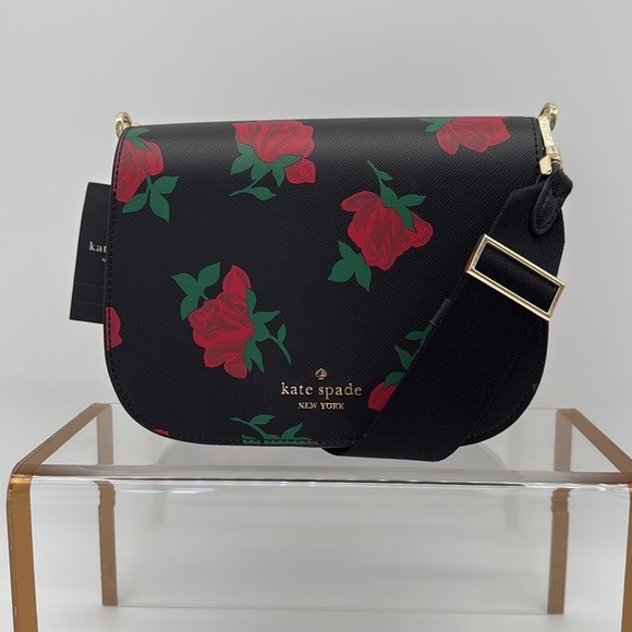kate spade Handbags - Kate Spade Madison Rose Toss Printed Saddle Bag